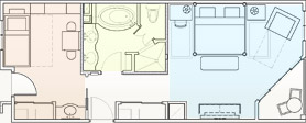 Plano de planta de la suite familia de Turcos y Caicos